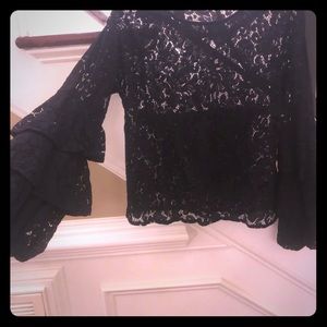 Solitaire M sheer lace blouse. Black